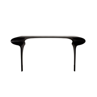 设计师艺术玄关桌侘寂风入户靠墙全实木玄关台极窄黑色供桌端景台