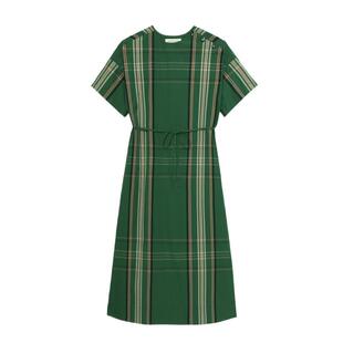 BEAMS BOY女装短袖格纹连衣裙2025夏季新款复古气质中长裙260192X