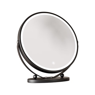 梳妆台镜子led带灯台式桌面中古风高级感卧室可旋转梳妆化妆镜