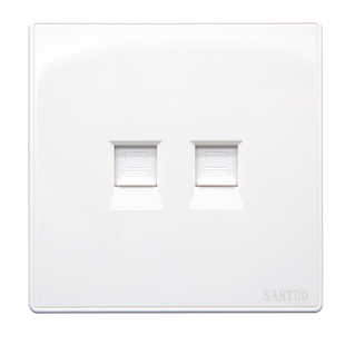 三拓单口网络阻燃面板模块双口86型RJ45电脑网线连接器接口RJ11电话信息开关加厚面板插座