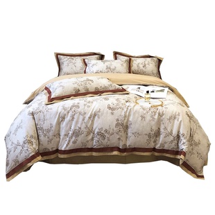 复古美式澳棉磨毛四件套全棉纯棉秋冬保暖被套床笠床上用品