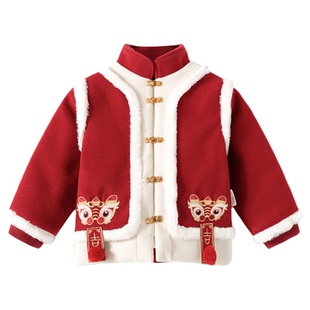 儿童拜冬年服女童拜年服冬装过年衣服男童新年唐装套装加厚姐弟装