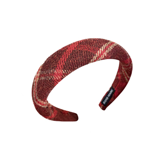 新年红色格纹发箍女高颅顶宽边压发头箍头饰春节中国风氛围感发饰