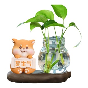 创意有趣莫生气小猫宠物绿植水培装饰品办公桌好物工位飘窗摆件