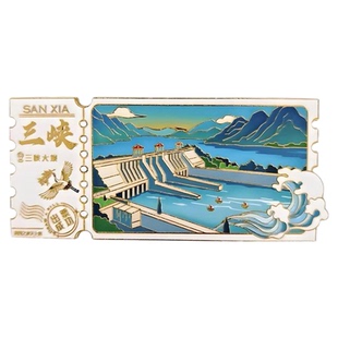 宜昌长江三峡大坝金属冰箱贴湖北黄鹤楼恩施创意国潮文创纪念品