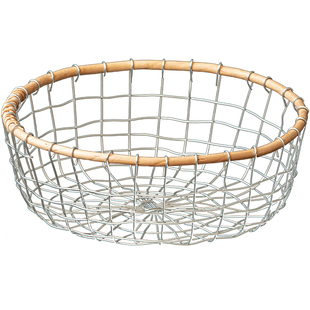 尚尚家居铁丝藤编编织收纳筐铁艺零食面包水果储物篮客厅用置物框