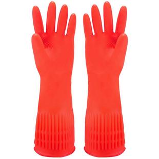东方红橡胶加长家务保暖植绒手套厨房清洁洗碗洗衣防水乳胶加绒