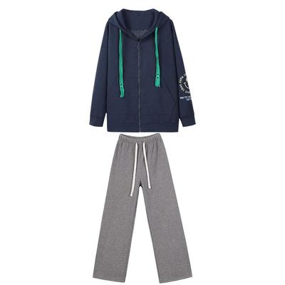 连帽2023新款字母绣花休闲套装