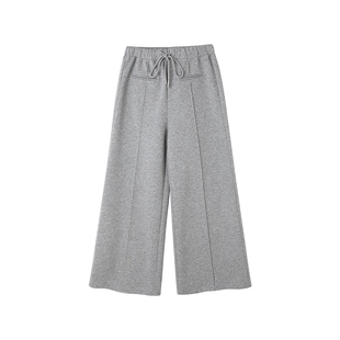 时然大码灰色休闲裤微胖mm灰色裤子春季女装卫衣套装新品阔腿裤