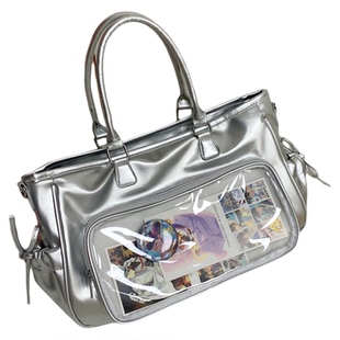 袋鼠痛包一包三用追星可藏灯牌大容量双肩娃包外出银色单肩斜挎包