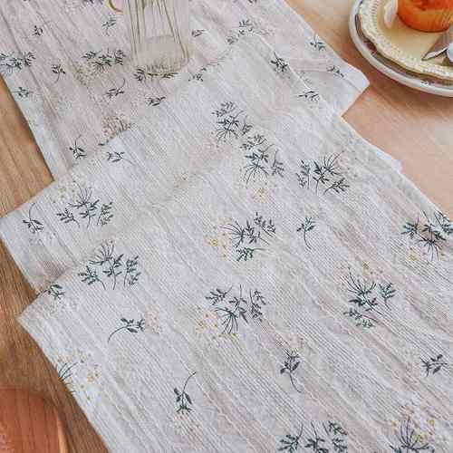 日式碎花桌旗文艺棉麻茶几长条桌布艺布台布装饰布风茶席餐桌桌巾