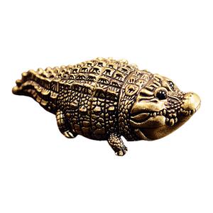 纯黄铜鳄鱼招财摆件迷你摆件手把件办公桌面装饰品书柜工艺品
