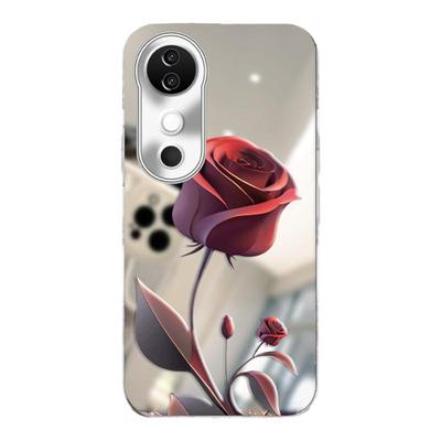 适用于vivoS19手机壳s19pro保护套vivos18一支红玫瑰精孔全包S17硅胶S15高级感唯美新款防摔简约电镀镜面壳子