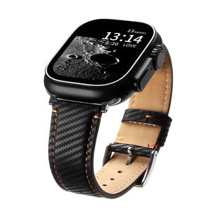 适用小米手环9pro手表带碳纤维纹8代红米watch6手带真皮质新款redmiwatch5手腕带高级感智能运动4的表链男生