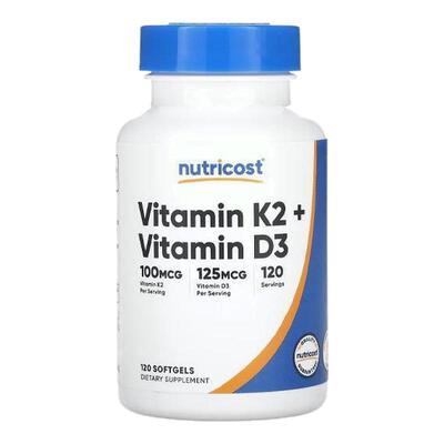 Nutricost维生素D3+K2成年中老年科学补钙促钙吸收防止钙堆积