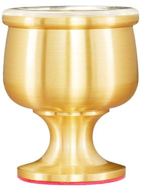 纯黄铜素面酒杯上供酒盅中式财神爷净水杯高脚茶杯家用礼佛摆件