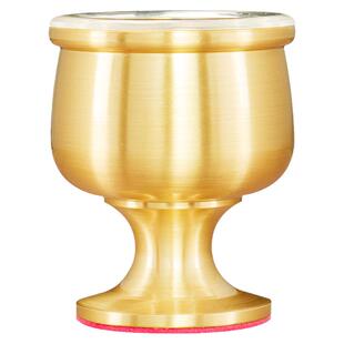 纯黄铜素面酒杯上供酒盅中式财神爷净水杯高脚茶杯家用礼佛摆件