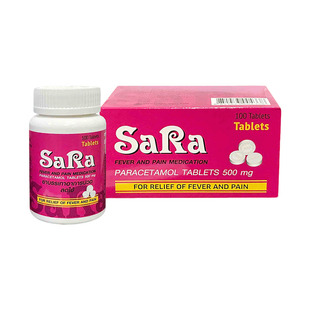 泰国进口SARA退烧止痛药扑热息痛头痛牙痛感冒药对乙酰氨基酚片