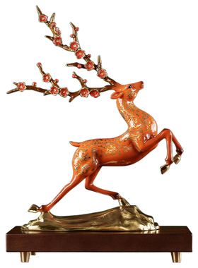 一路高升铜鹿摆件升迁升职礼物