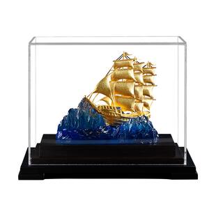 金陵金箔郑和宝船一帆风顺帆船摆件办公室装饰送客户升迁开业礼品