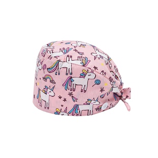 纯棉手术帽女圆帽手术室护士帽外科印花帽男医款加扣可调节工作帽