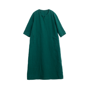 忘城H1210座/人生缓缓/夏福利款法国进口14支亚麻中式禅意连衣裙