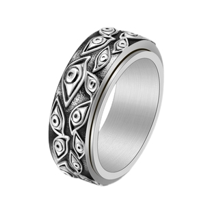 信仰之眼可旋转戒指欧美风嘻哈朋克穿搭男女钛钢复古恶魔之睛指环