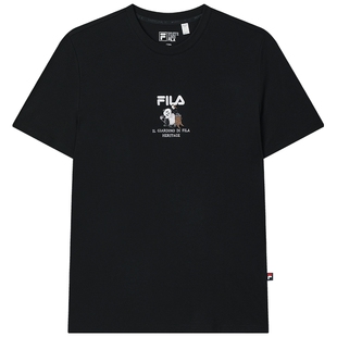 凉感T|FILA斐乐情侣短袖T恤秋季新款熊猫工厂刺绣上衣女短袖衫男t