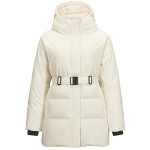 斯凯奇冬季女款梭织连帽羽绒服保暖舒适防泼水耐磨中款外套时尚