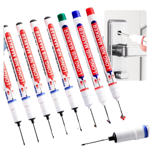 长头记号笔油性木工专用瓷砖特殊用途工地长嘴黑色深孔划线细头加长画线计号笔标记笔打孔防水防油红色不掉色