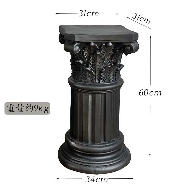 thumbnail for Huang Shasha's Garden Pure Black Roman Column Side Table Coffee Table Corner Table Indoor Home Decoration Ornaments Crafts