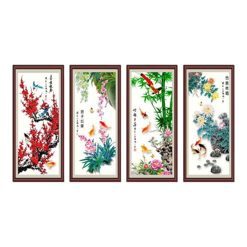 5d满钻新款钻石画方钻梅兰竹菊四君子大尺寸贴钻十字绣客厅点钻画