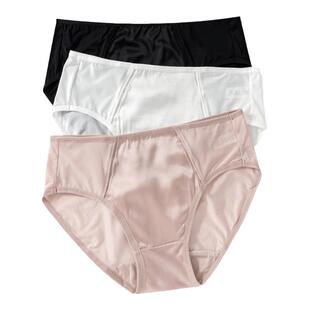 桑蚕丝内裤女丝滑缎面透气时尚无痕性感包臀不卡裆中腰三角裤薄款