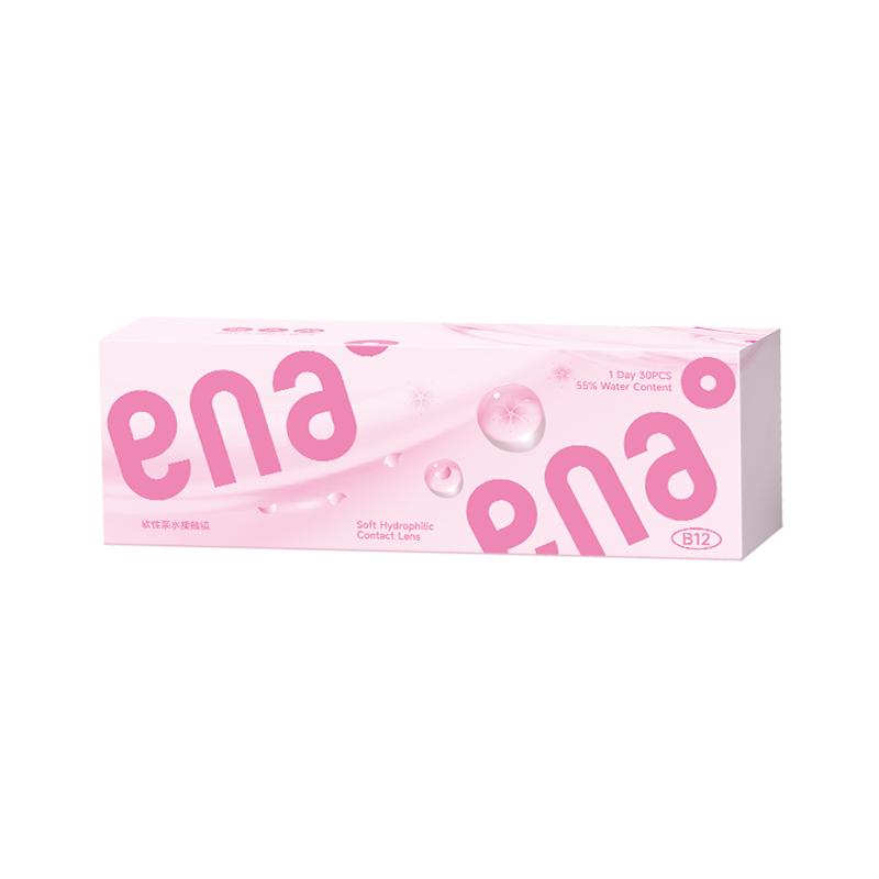 ENA隐形眼镜近视透明片日抛30片B12粉水55%高含水防紫外线