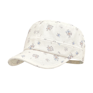 甜美小清新碎花平顶鸭舌帽子女2026春夏新款马术帽百搭显脸棒球帽