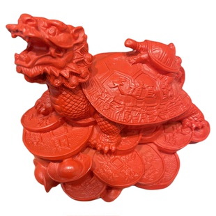 保真朱砂龙头龟子母龟摆件母子龙龟工作家用风水真宅来米金鰲钱龟