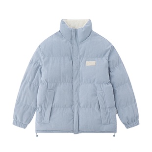 双面穿灯芯绒立领加厚棉服女2026冬季宽松羊羔毛加绒棉衣外套棉袄