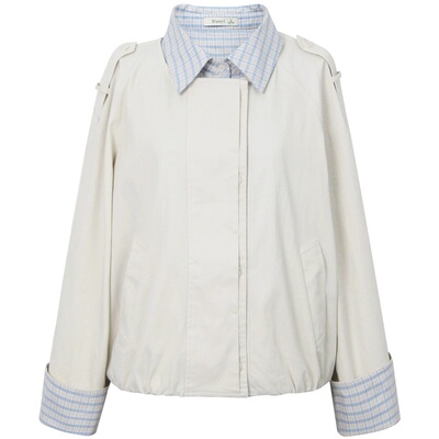 朵以复古格纹假两件外套