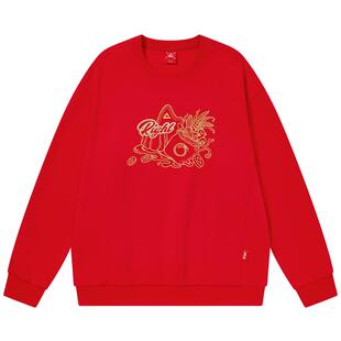 匹克针织圆领卫衣男士春季新款保暖套头宽松简约无帽休闲上衣女