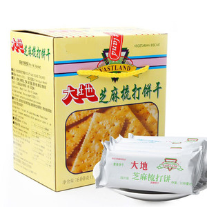 大地食品 芝麻梳打饼干600g 发酵苏打大饼独立包装