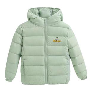 巴布豆秋冬新款儿童轻薄连帽羽绒服90白鸭绒男童女童上衣保暖外套