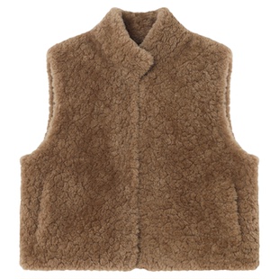 Basic House/百家好立领马甲女款冬季新款叠穿显瘦保暖背心上衣