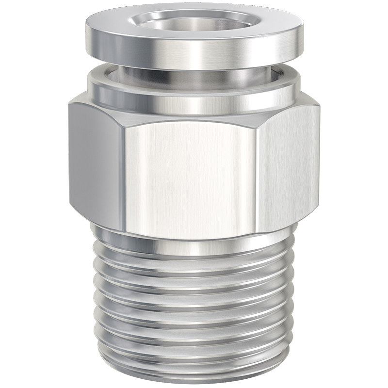 304不锈钢PC8-NPT1/8气管快速接头1寸公制螺纹M5直通M6气动气泵M8