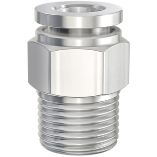 304不锈钢PC8-NPT1/8气管快速接头1寸公制螺纹M5直通M6气动气泵M8