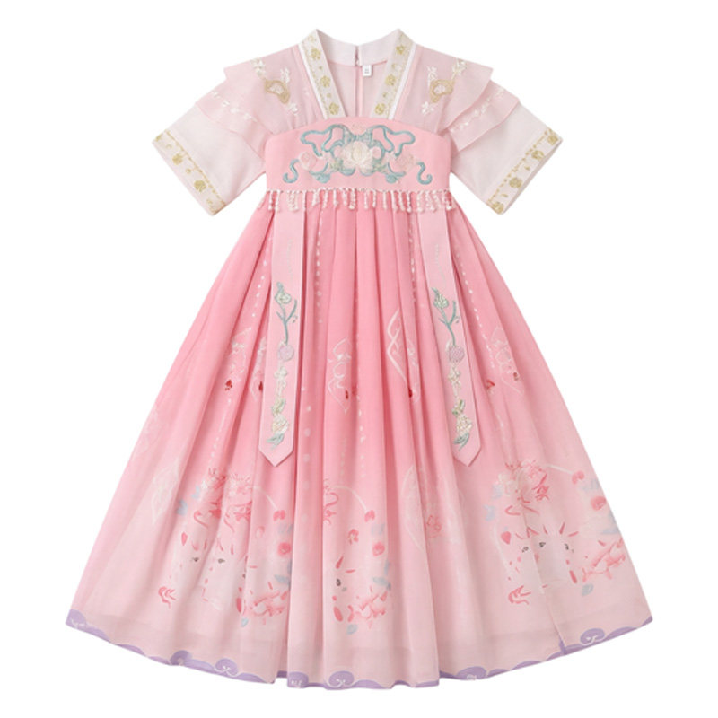 女童汉服夏季短袖超仙古装连衣裙