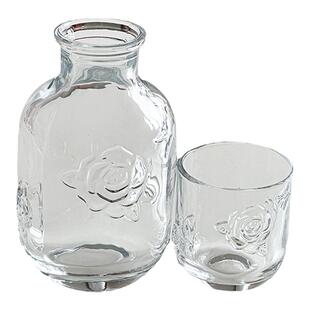 索厨复古浮雕冷水壶diy饮品冷泡瓶家用玻璃杯果汁杯一壶一杯套装