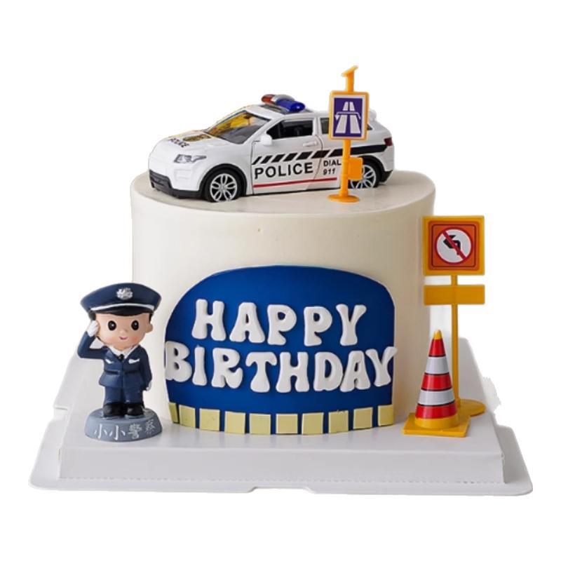 小小梦想男女站岗执法警察警车生日蛋糕装饰摆件儿童男孩烘焙装扮
