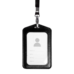 得力皮质证件卡胸牌挂绳高档商务卡套双层员工工作证公交门禁工牌厂牌卡套证件套学生带挂绳定制校牌透明胸卡