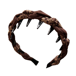 豹纹波浪带齿发箍女2025年新款高颅顶日常外戴头箍高级感时尚发饰