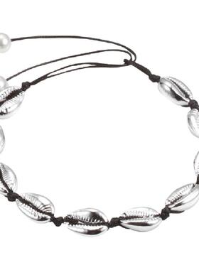 项圈锁骨链贝壳时尚风链子女珍珠